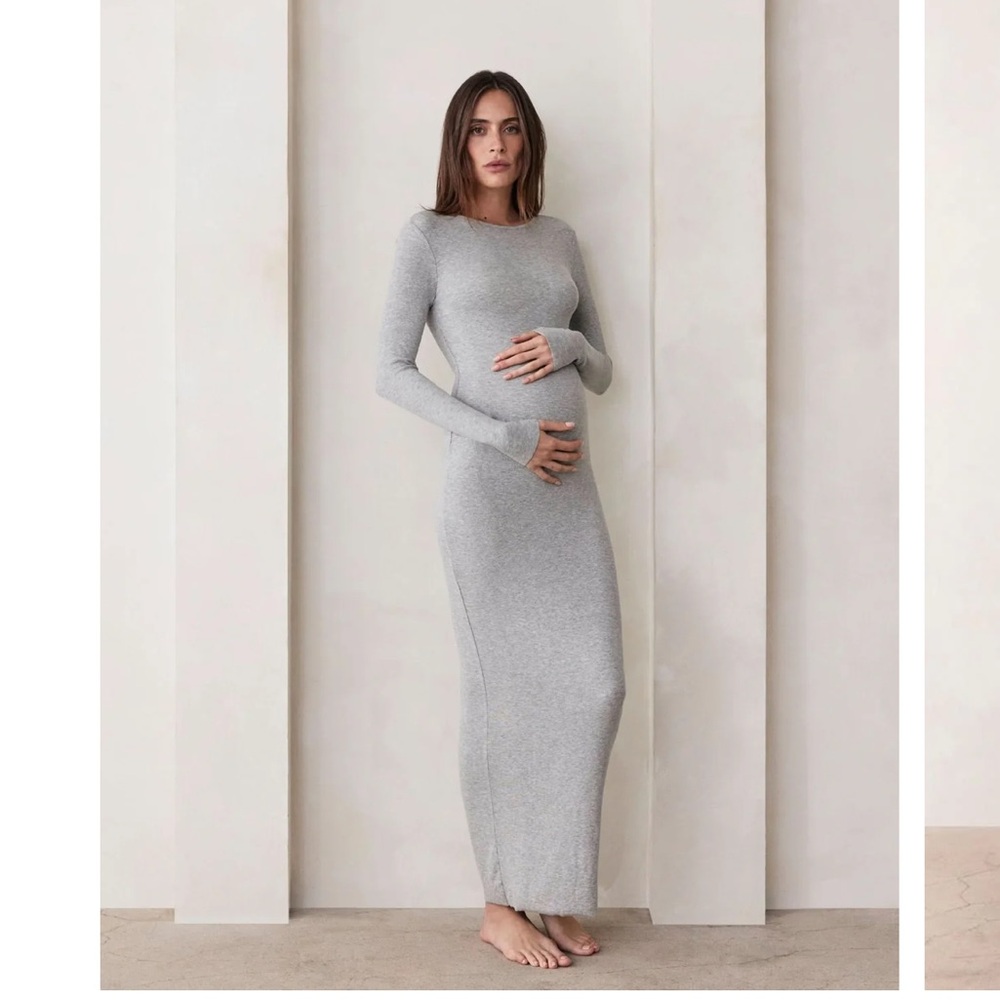 NWT BUMPSUIT Soft Rib Maxi Long Sleeve Dress